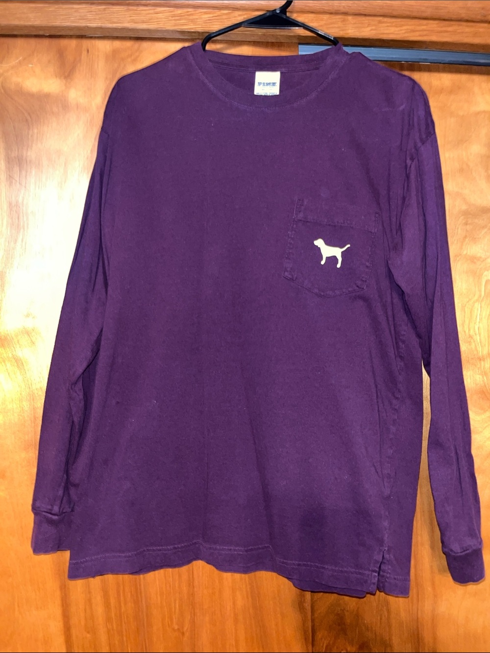 PINK Victoria’s Secret Deep Purple Long Sleeve Pocket Tee